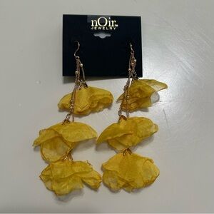 💲5/$25 Noir Boho Drop Fabric Floral Yellow Earrings